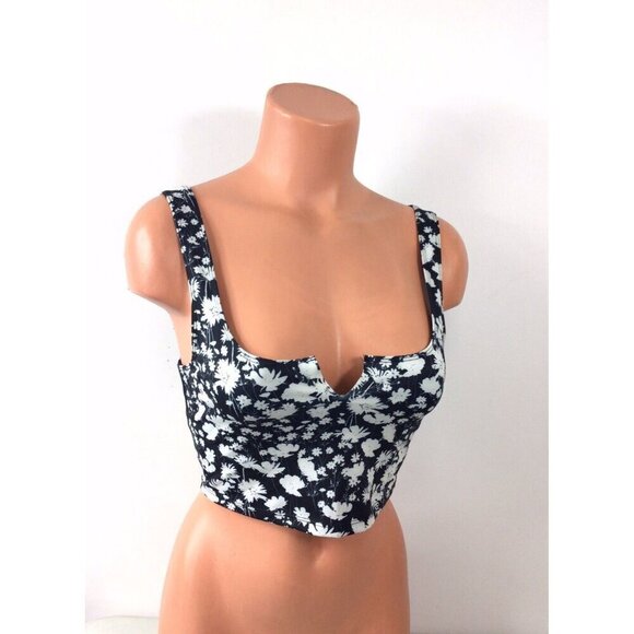 Free People Floral Crop Top Tank Womens XS - Picture 1 of 5
